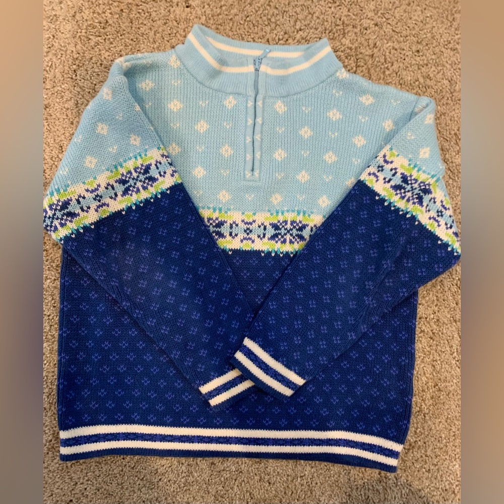 Hanna Andersson Blue Snowflake Sweater Fair Isle Nordic Snow Over Stockholm